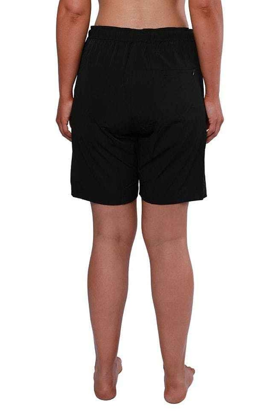 Swimwear Capriosca Black | Plain Black Luxe Sport Stretch Board Shorts