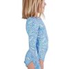 Swimwear Capriosca High Neck | Santorini Blue Kids Long Sleeve One Piece Swimsuit