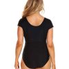 Swimwear Capriosca Short Sleeve | Black Short Sleeve Tie One Piece Swimwear