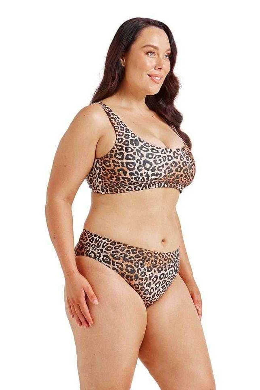 Swimwear Capriosca Plus Size Bikinis | Leopard Two Way Bikini Top | Sustainable Swimwear