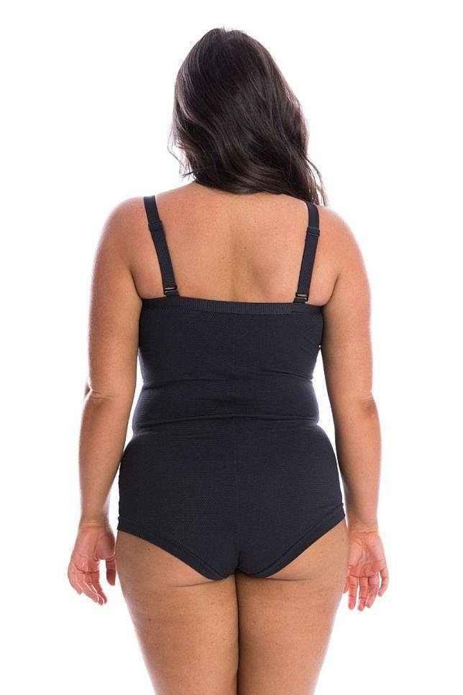 Swimwear Capriosca Tummy Control | Honey Comb Black Boyleg One Piece Swimsuit