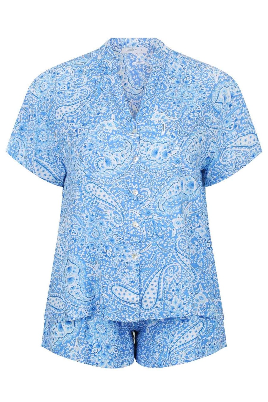 Beach Wear Capriosca Loungewear | Short Resort Loungewear Set In Blue Paisley