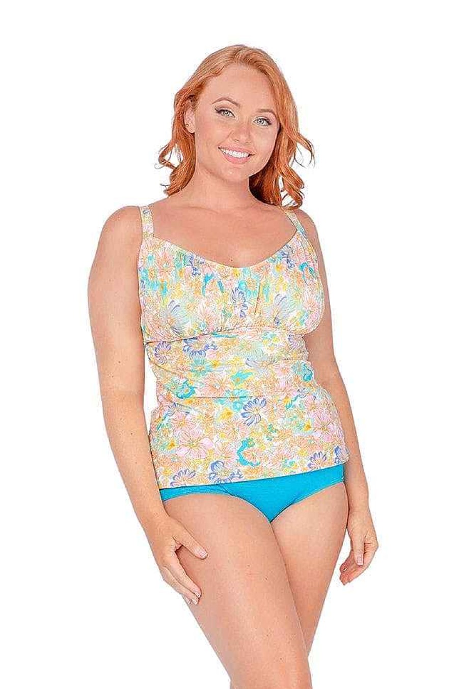 Swimwear Capriosca Loose Fitting | Retro Floral Underwire Tankini Top