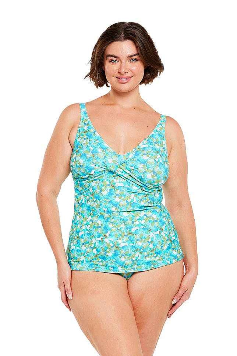 Swimwear Capriosca Loose Fitting | Calypso Cross Front Swing Tankini Top