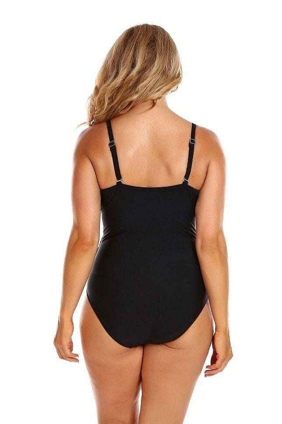 Swimwear Capriosca Black | Black Criss Cross One Piece Swimwear