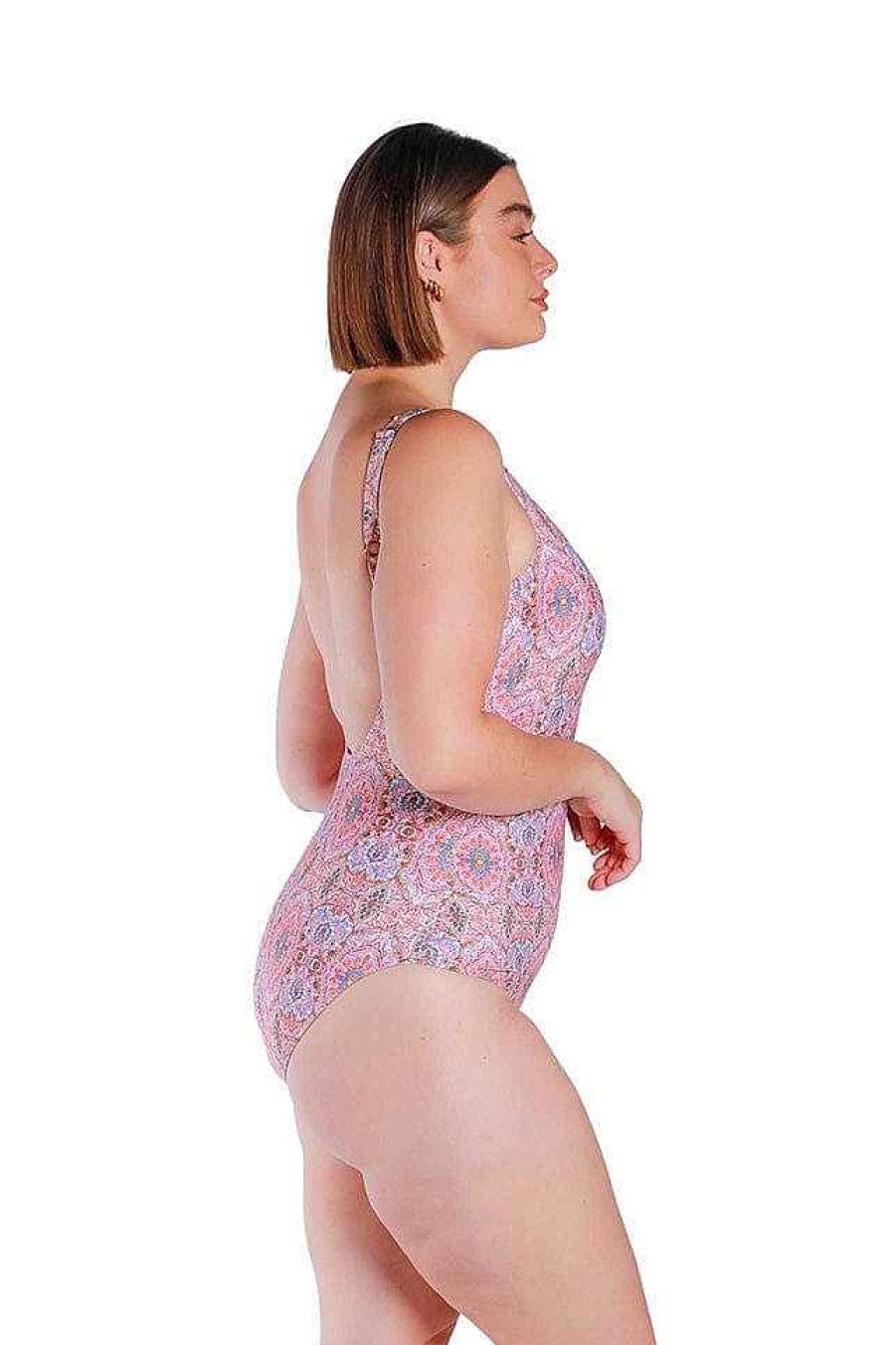 Swimwear Capriosca Underwire | Amalfi Pink Scoop Underwire One Piece