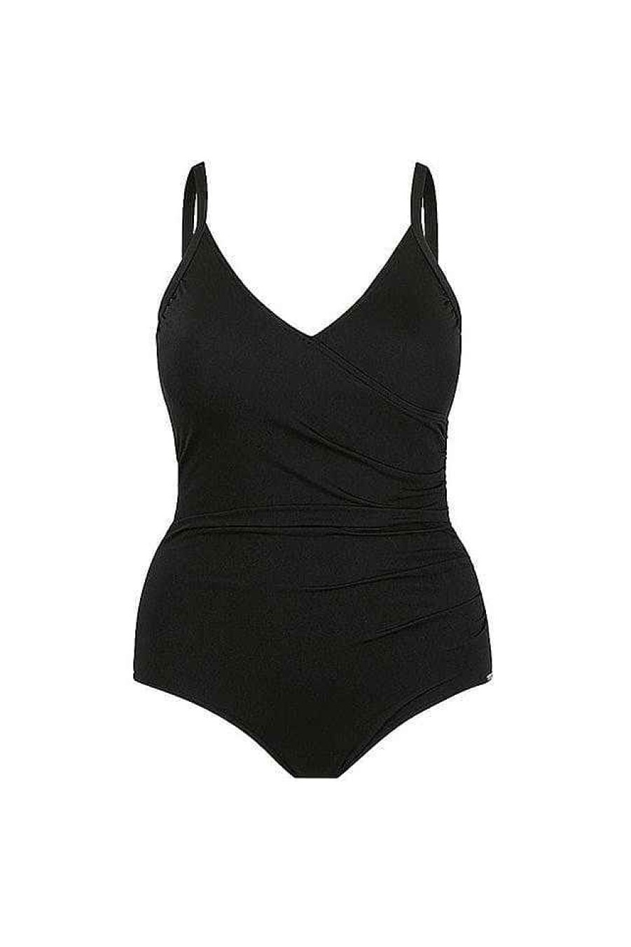 Swimwear Capriosca Black | Black Chlorine Resistant Crossover One Piece Swimsuit