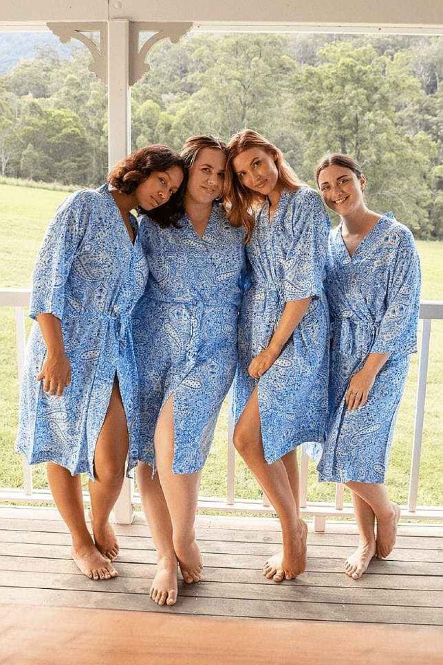 Beach Wear Capriosca Loungewear | Kimono Resort Robe In Blue Paisley