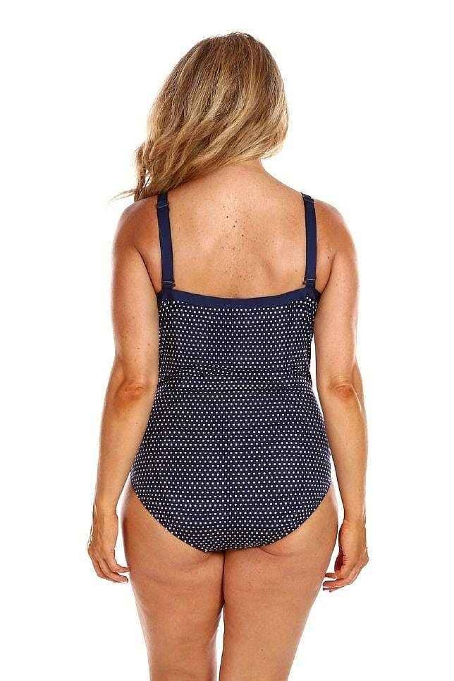 Swimwear Capriosca Underwire | Chlorine Resistant Navy And White Dots Underwire One Piece