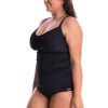 Swimwear Capriosca Tummy Control | Black Honey Comb Ruched Underwire Tankini Top