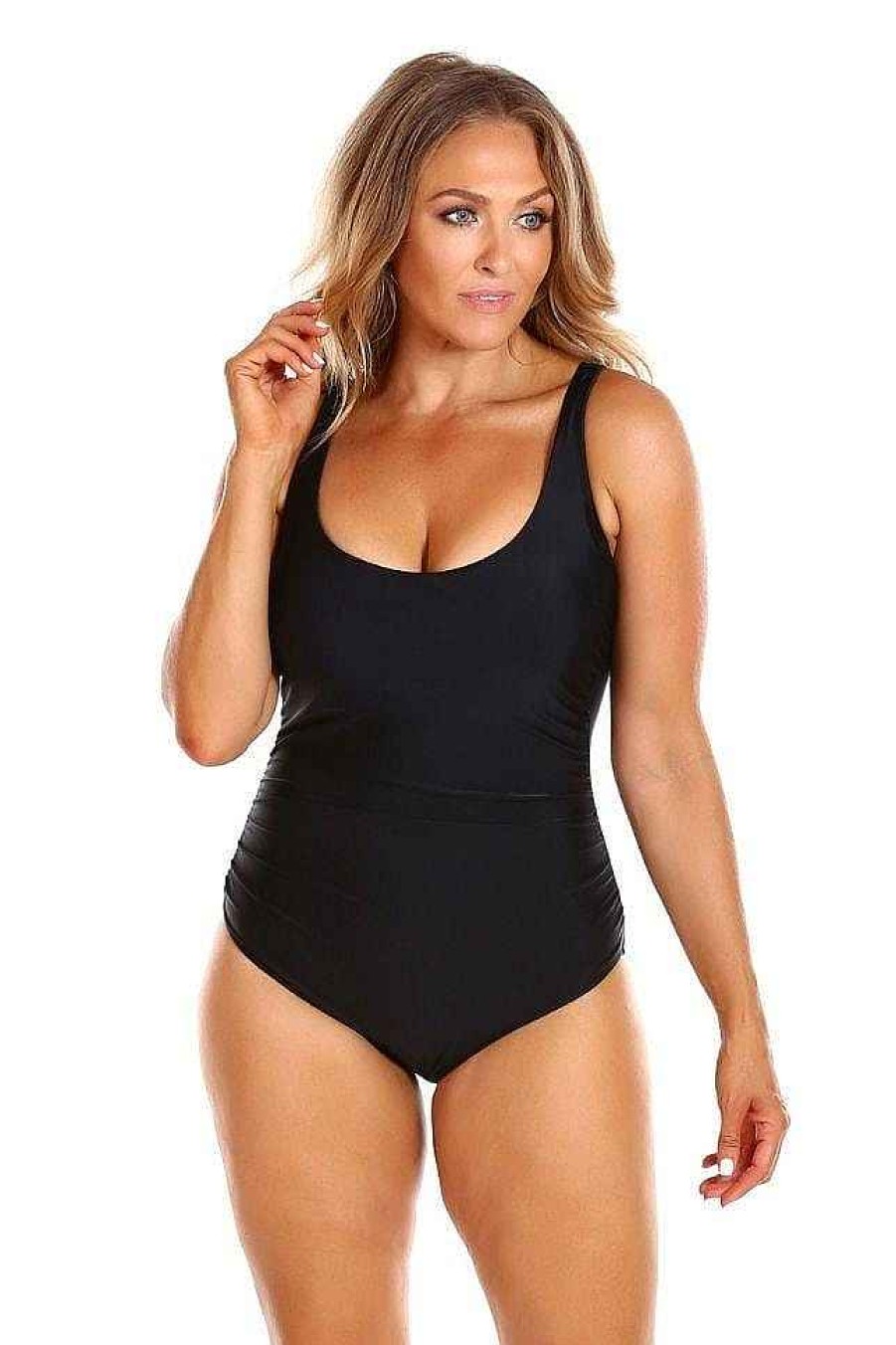 Swimwear Capriosca Underwire | Black Scooped Underwire One Piece Swimwear