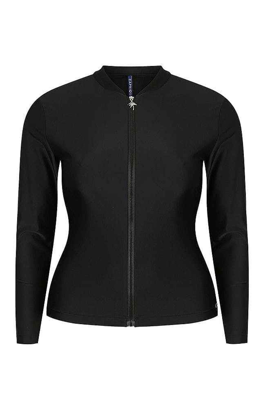 Swimwear Capriosca Modest | Plain Black Wetshirt Long Sleeve Rash Vest