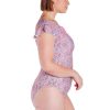 Swimwear Capriosca Short Sleeve | Amalfi Pink Frill Sleeve One Piece