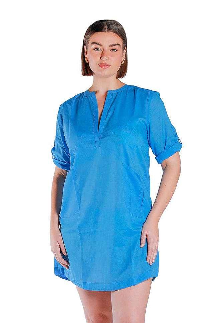 Beach Wear Capriosca Beach Dresses | Cotton Over Shirt Provence Blue