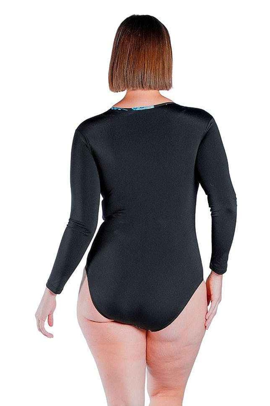 Swimwear Capriosca Long Sleeve | Corsica Turquoise Chlorine Resistant Long Sleeve One Piece