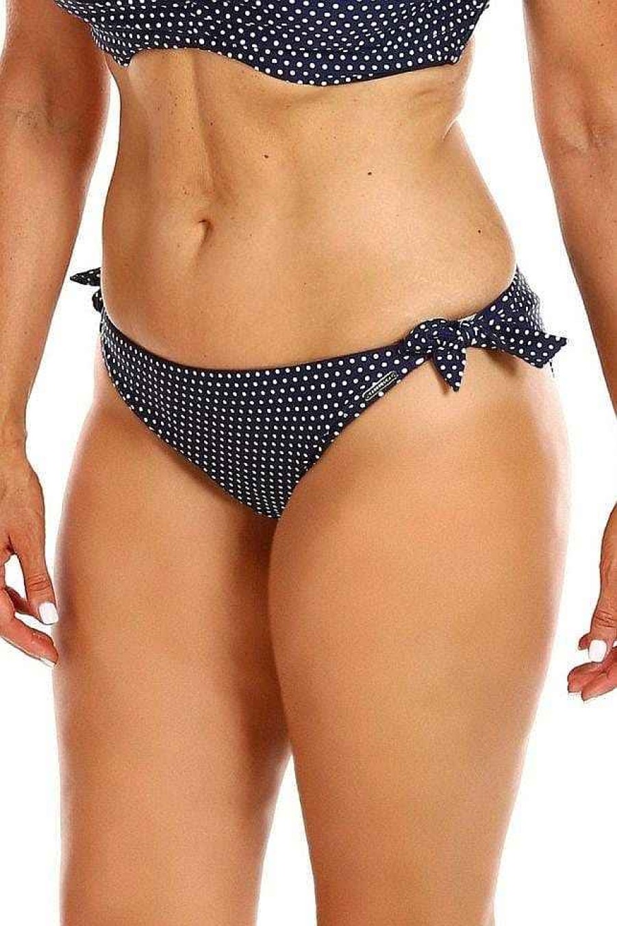 Swimwear Capriosca Side Tie | Navy & White Dots Tie Side Swim Pant Bikini Bottoms