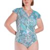 Swimwear Capriosca Short Sleeve | Whitehaven Frill Sleeve One Piece