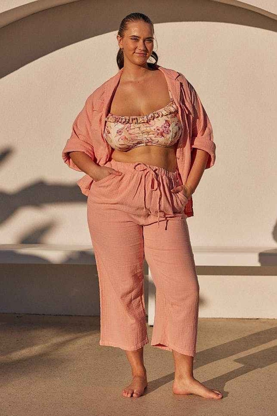 Beach Wear Capriosca Loungewear | Long Resort Loungewear Set In Musk Crepe