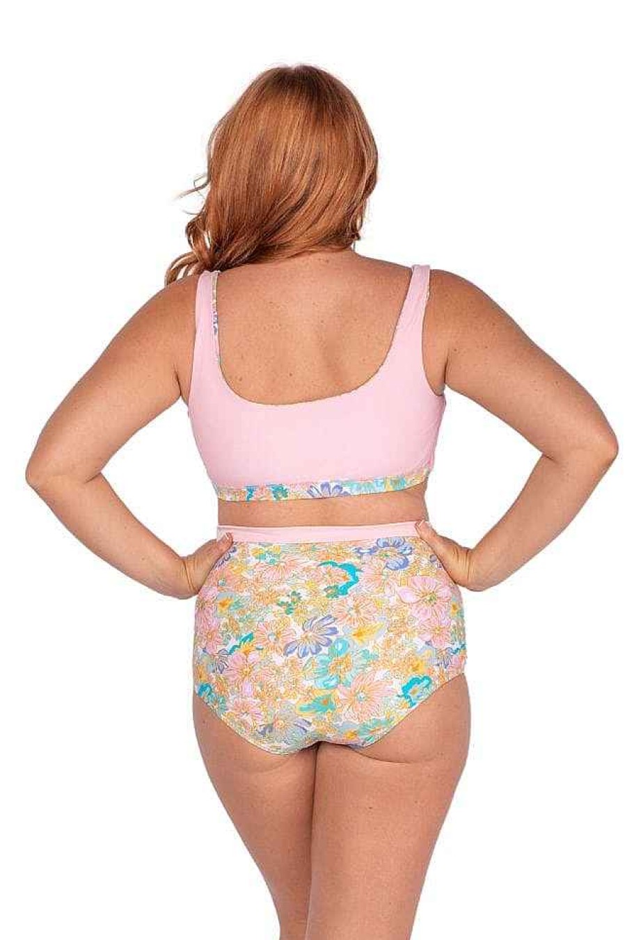 Swimwear Capriosca High Waisted | Retro Floral High Waisted Bikini Bottoms