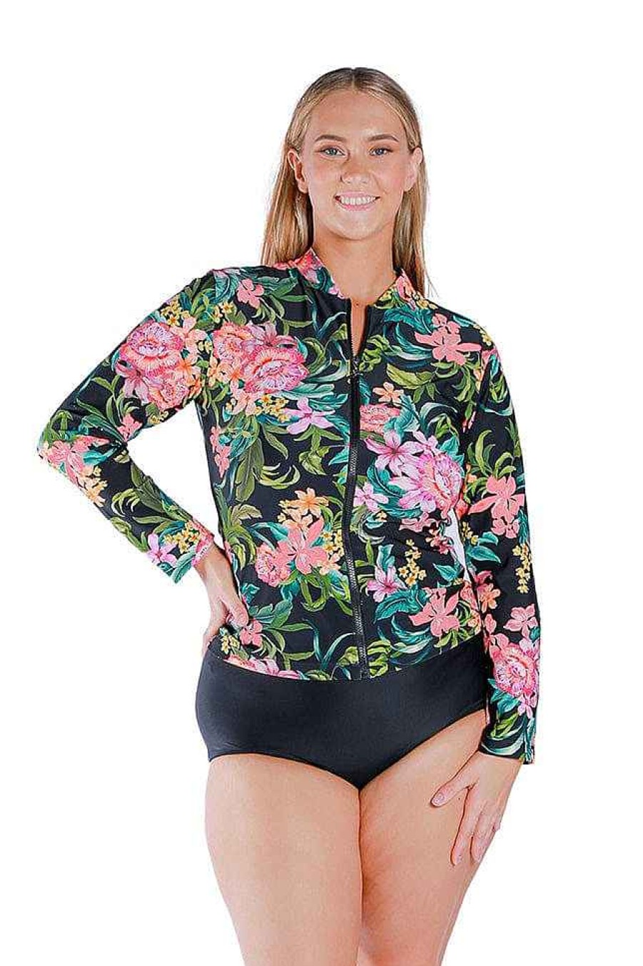 Swimwear Capriosca Modest | Bora Bora Long Sleeve Rash Vest