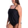 Swimwear Capriosca Strapless | Black Flouncy Bandeau One Piece