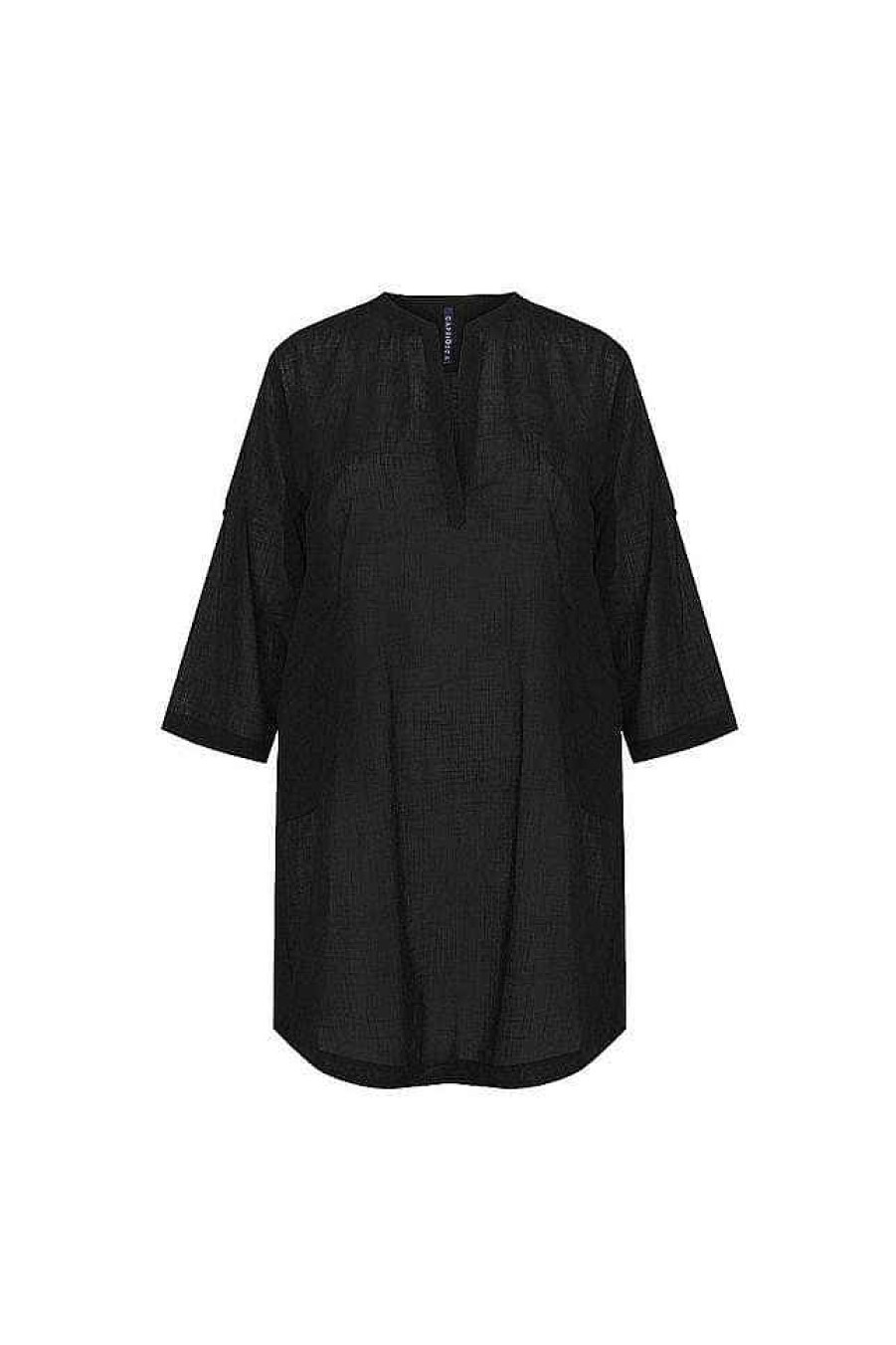 Beach Wear Capriosca Beach Dresses | Cotton Over Shirt Black