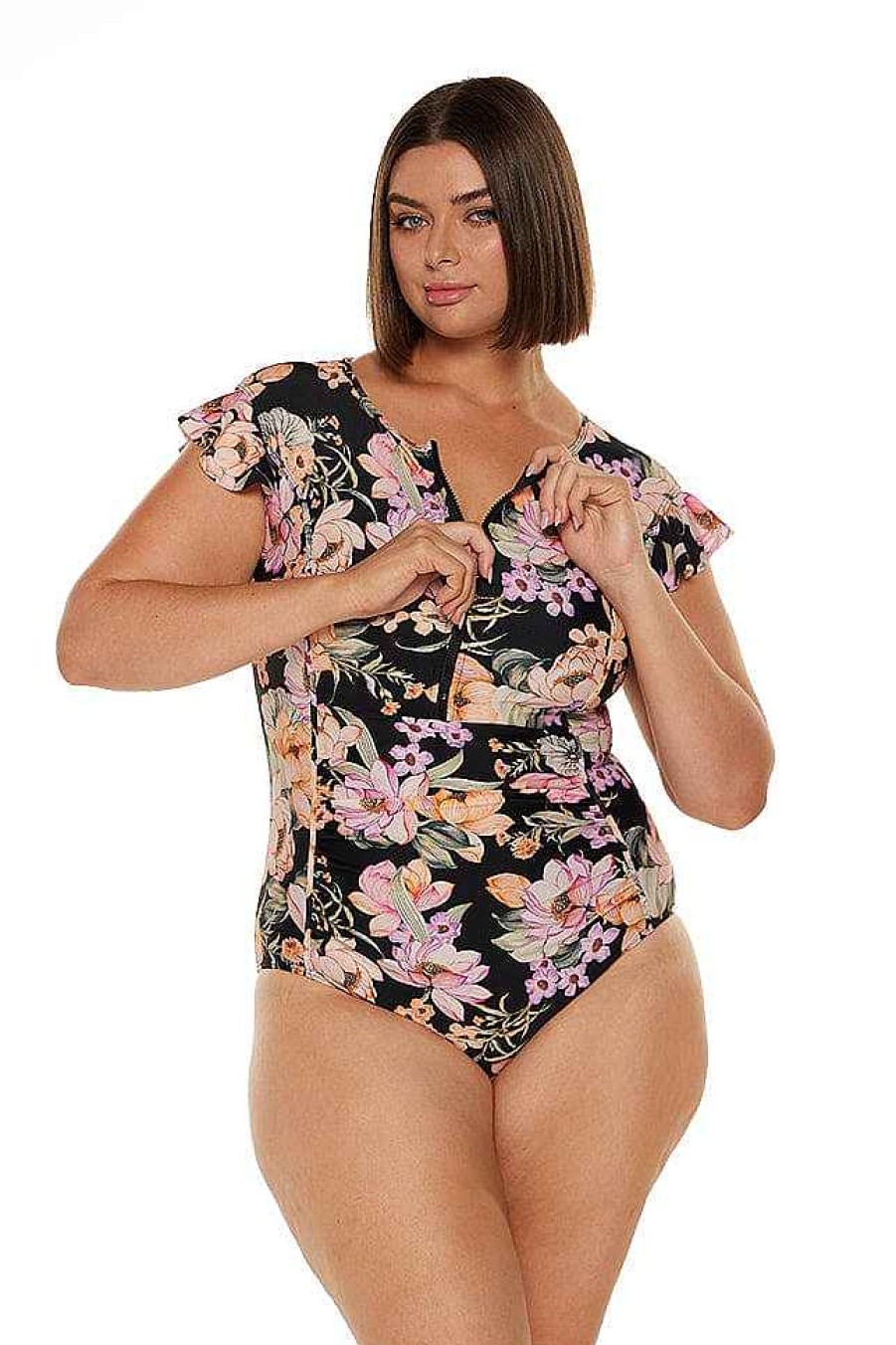 Swimwear Capriosca High Neck | Kokomo Frill Sleeve One Piece