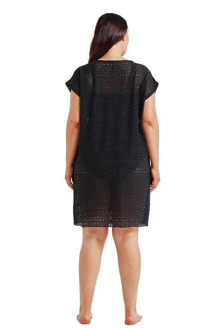 Beach Wear Capriosca Beach Dresses | Mesh Beach Cover Up Black