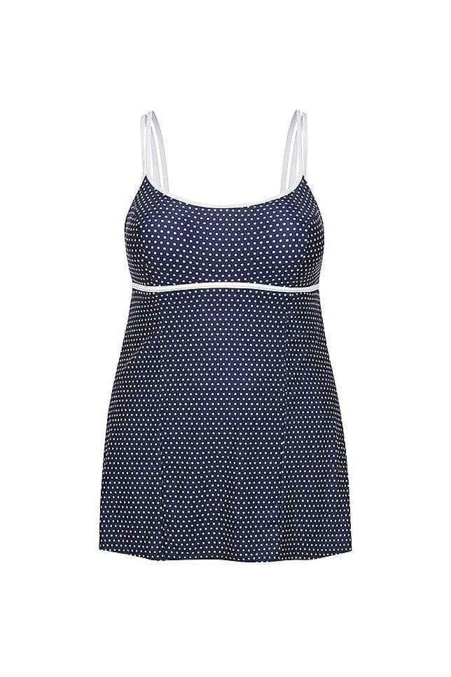 Swimwear Capriosca Tummy Control | Navy & White Dots Underwire Swim Dress Swimwear