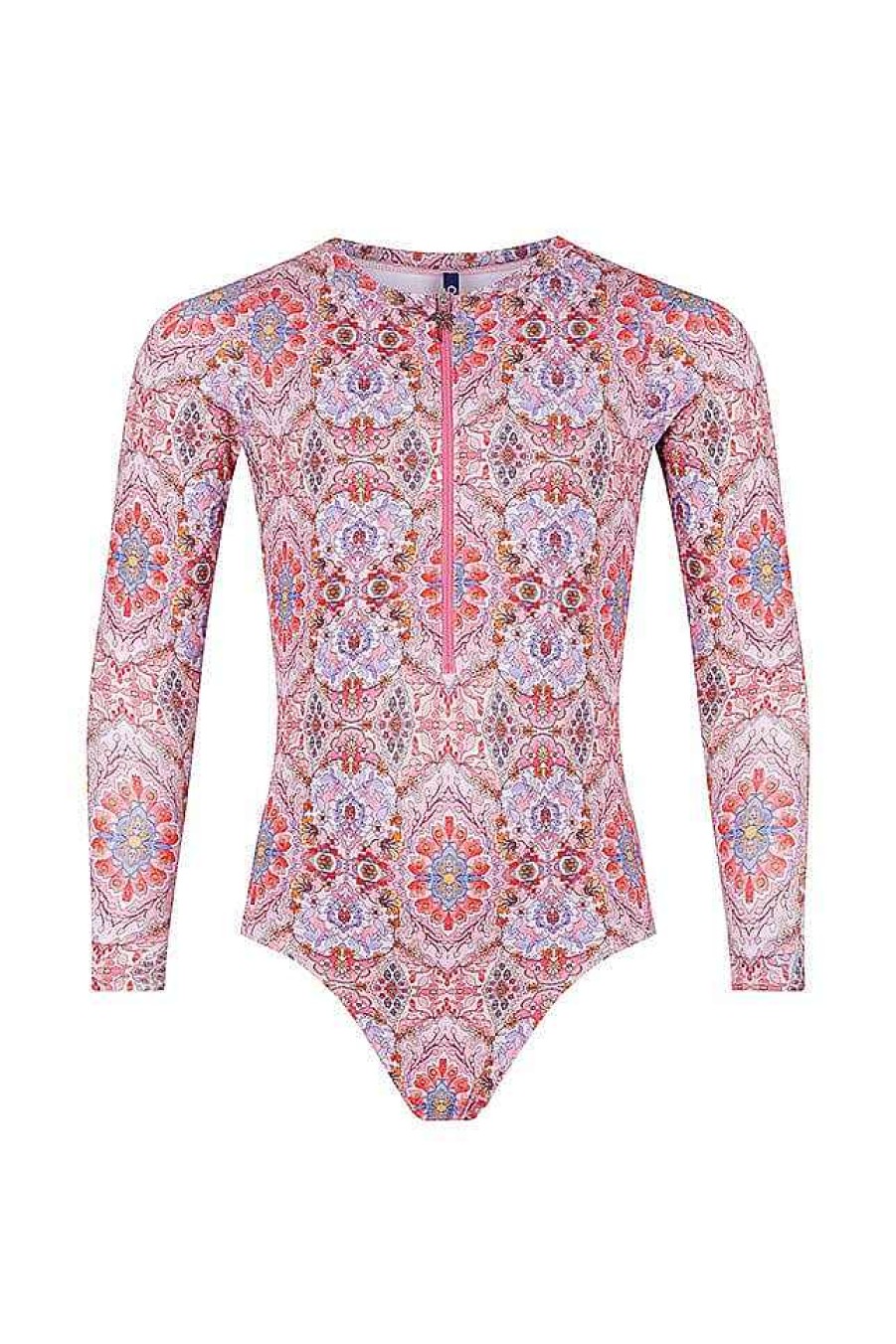 Swimwear Capriosca High Neck | Amalfi Pink Kids Long Sleeve One Piece