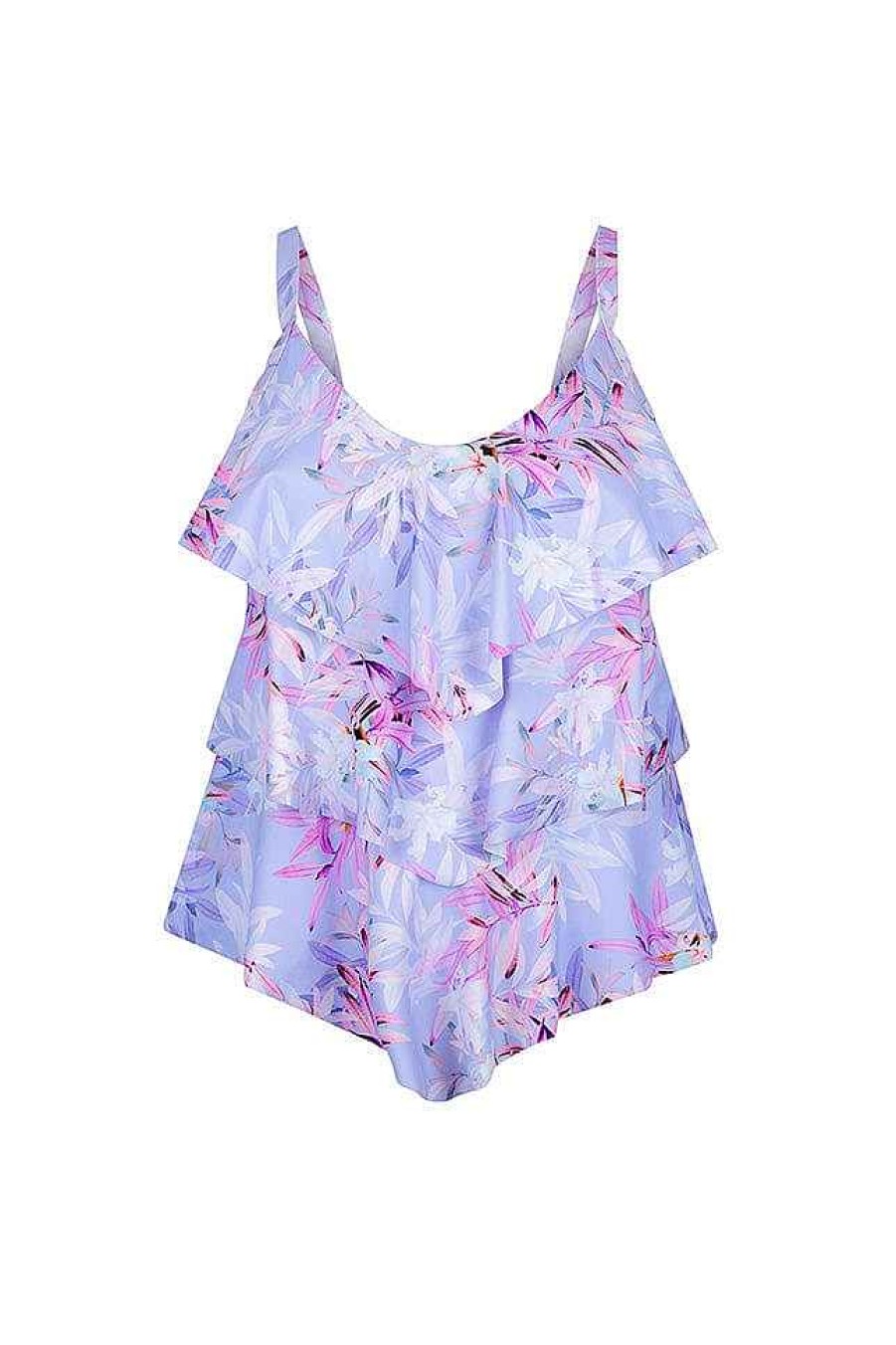 Swimwear Capriosca Tummy Control | Lilac Florence 3 Tier Tankini Top