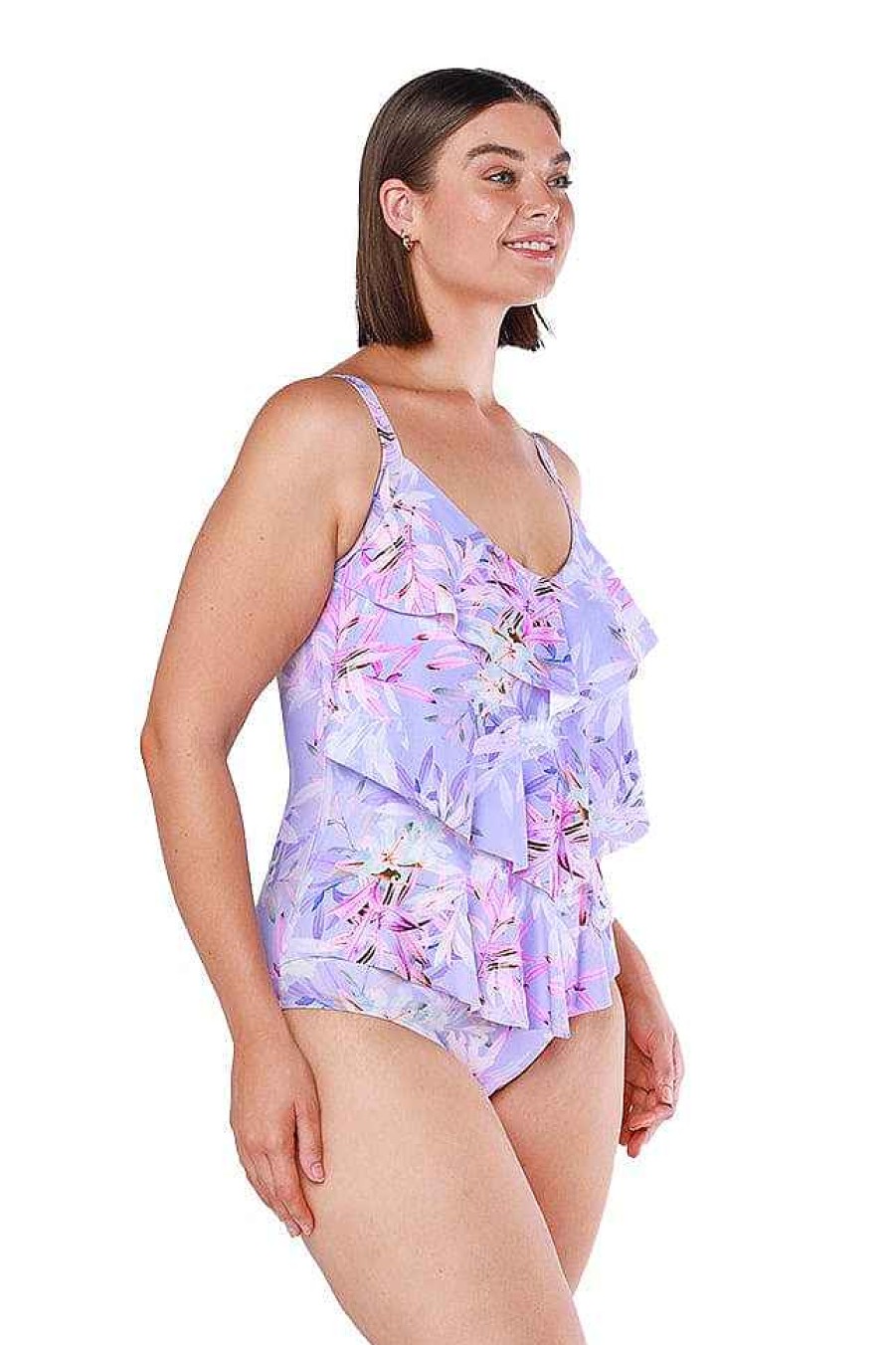 Swimwear Capriosca Tummy Control | Lilac Florence 3 Tier One Piece