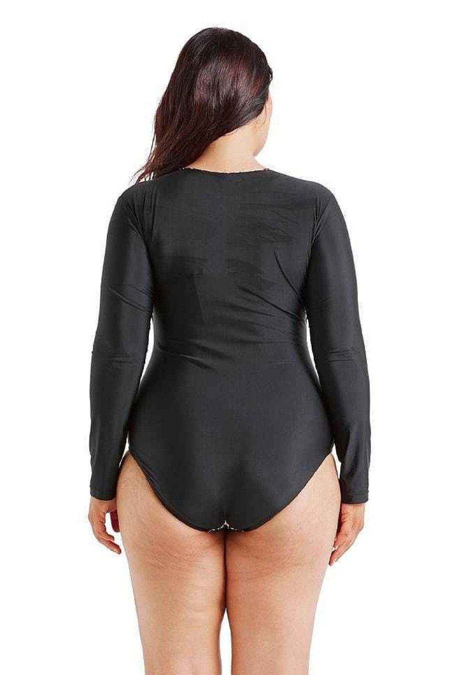 Swimwear Capriosca Long Sleeve | Leopard Zip Up Long Sleeve One Piece | Sustainable Swimwear