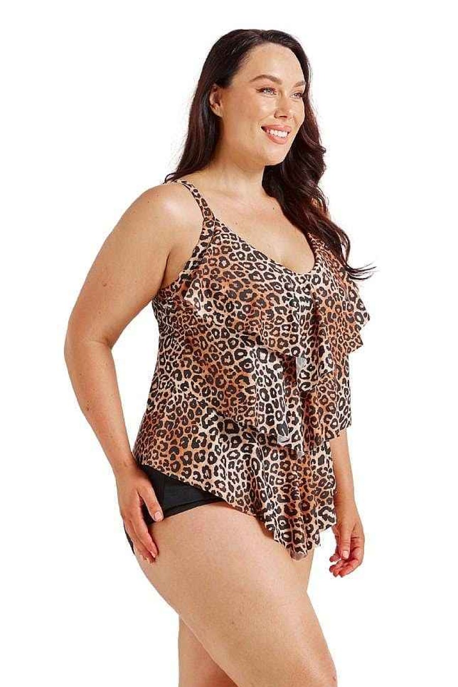 Swimwear Capriosca Tummy Control | Leopard 3 Tier Tankini Top | Sustainable Swimwear