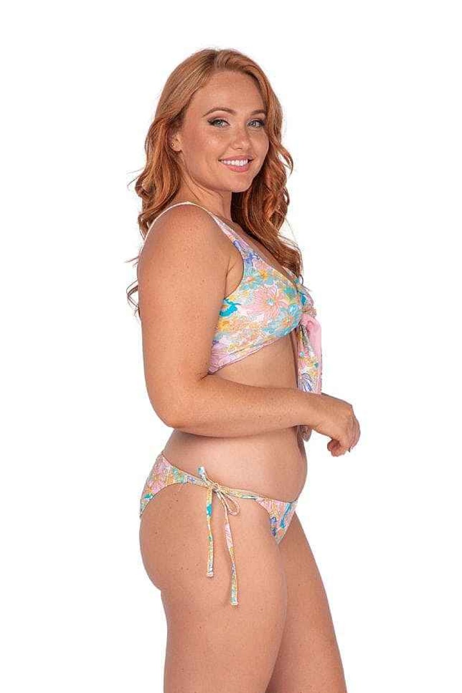 Swimwear Capriosca Plus Size Bikinis | Retro Floral Reversible Swimwear Bikini Top