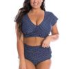 Swimwear Capriosca Crop Top | Navy And White Dots Crop Wrap Top