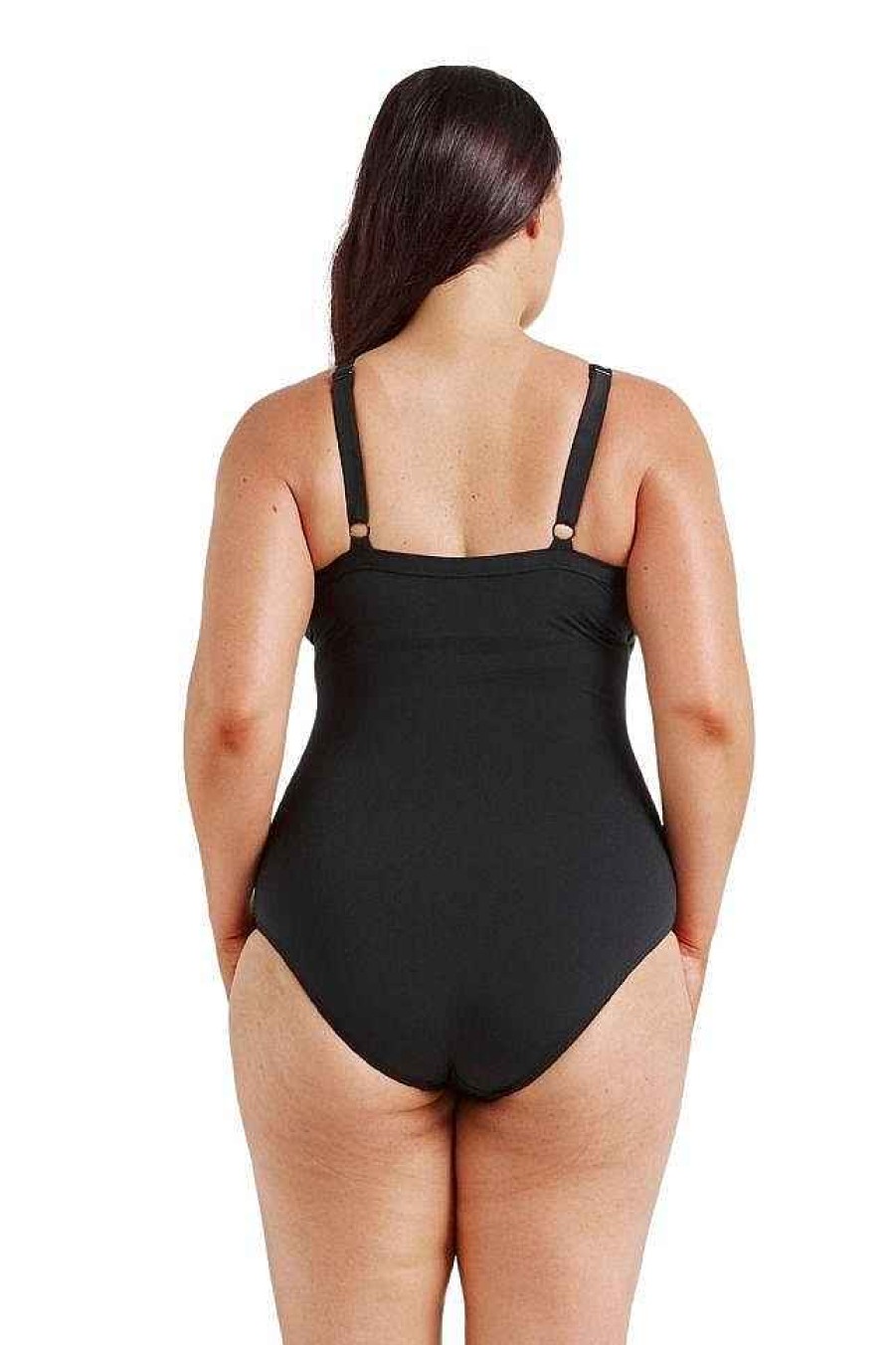 Swimwear Capriosca Black | Black Chlorine Resistant Crossover One Piece Swimsuit