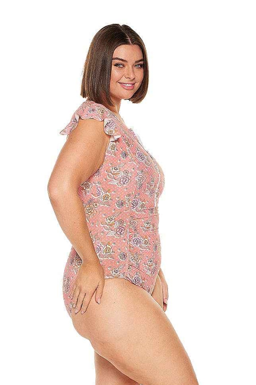 Swimwear Capriosca Short Sleeve | Seychelles Frill Sleeve One Piece