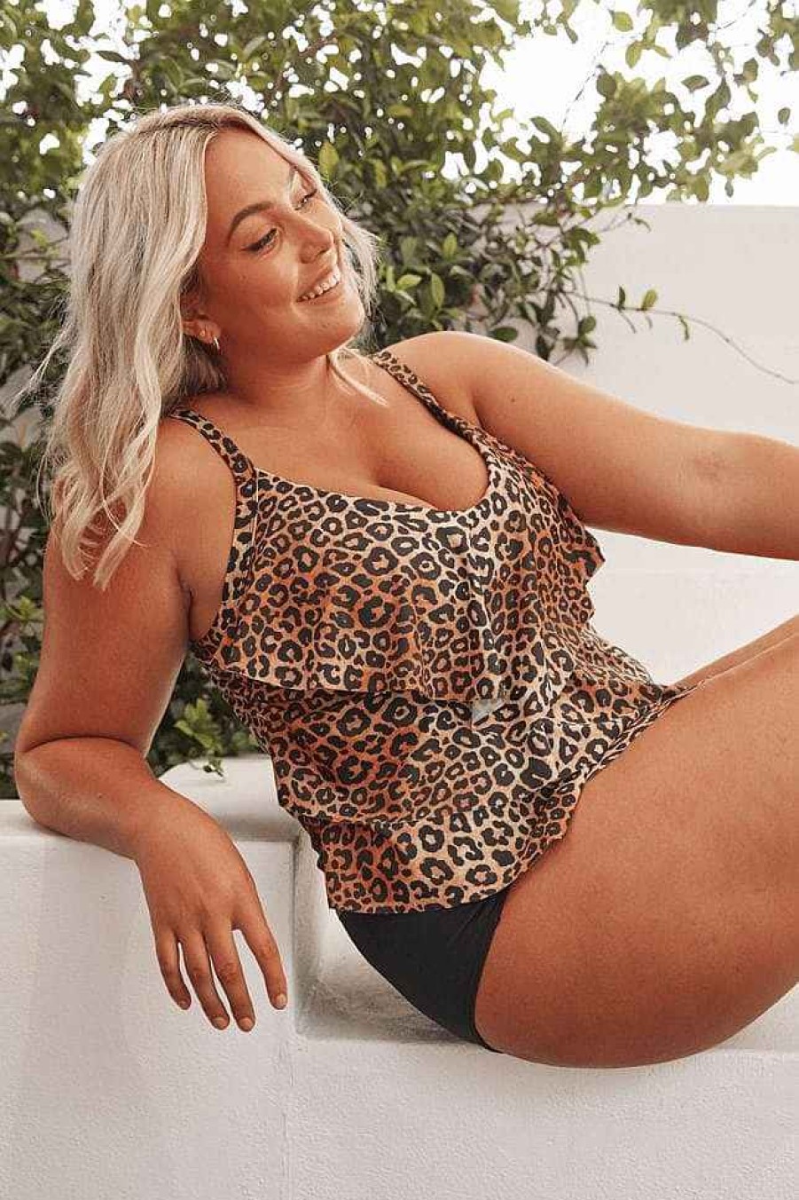 Swimwear Capriosca Tummy Control | Leopard 3 Tier Tankini Top | Sustainable Swimwear