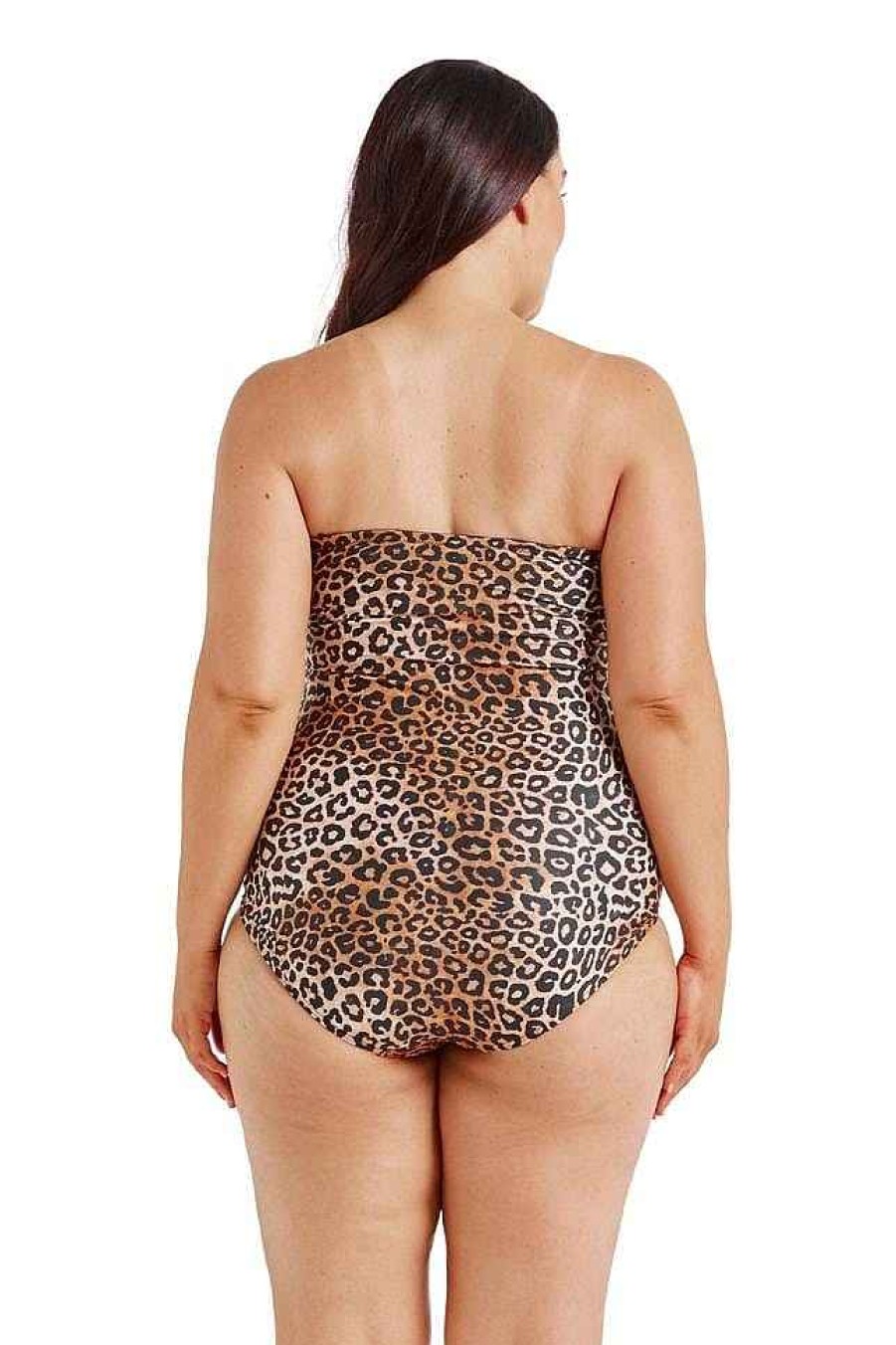 Swimwear Capriosca Tummy Control | Leopard Twist Front Bandeau One Piece | Sustainable Swimwear