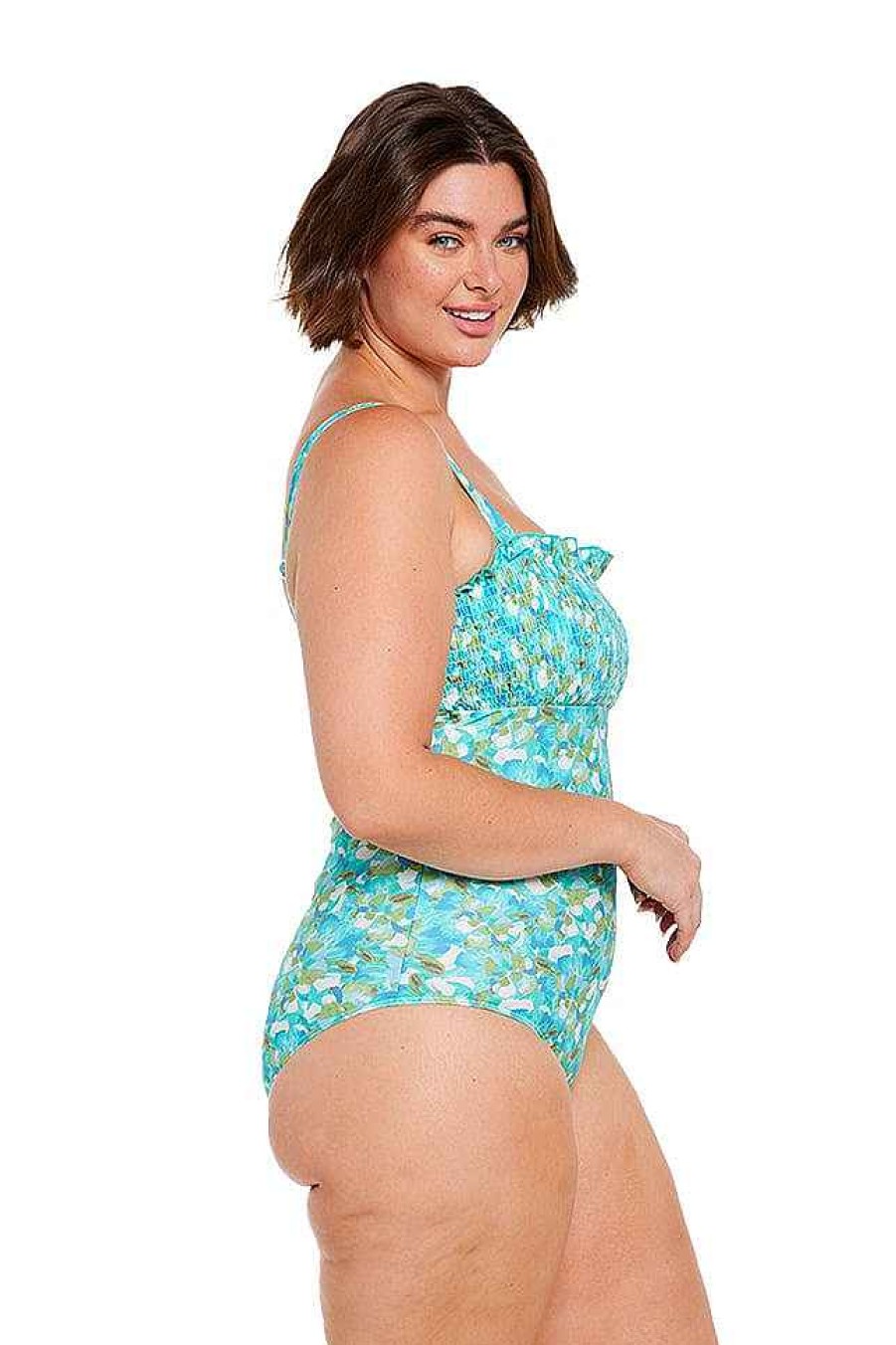 Swimwear Capriosca Strapless | Calypso Shirred Bandeau One Piece