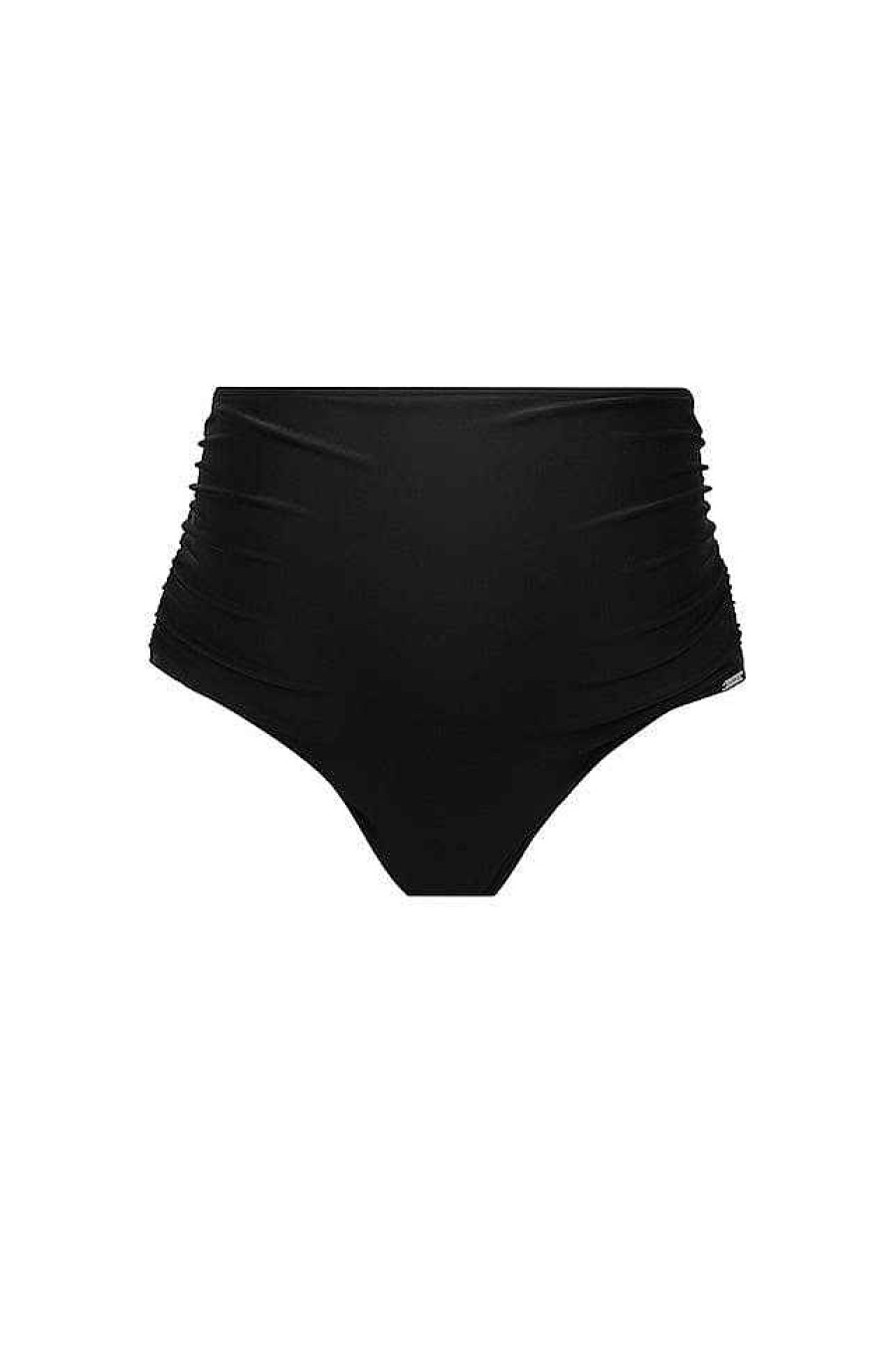 Swimwear Capriosca Tummy Control | Maternity Black Extra Ruched High Waist Bikini Bottoms