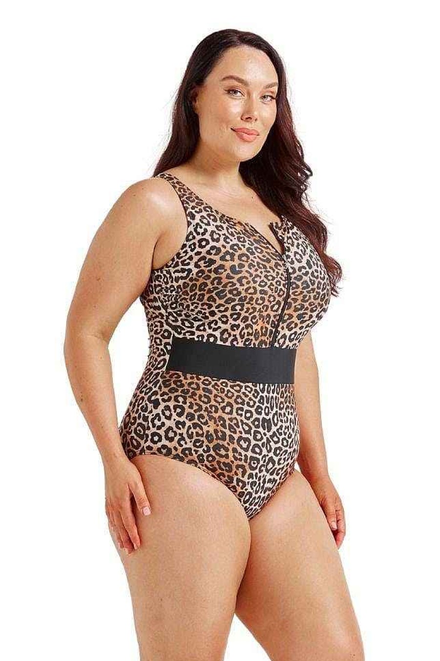 Swimwear Capriosca High Neck | Leopard Sleeveless One Piece | Sustainable Swimwear