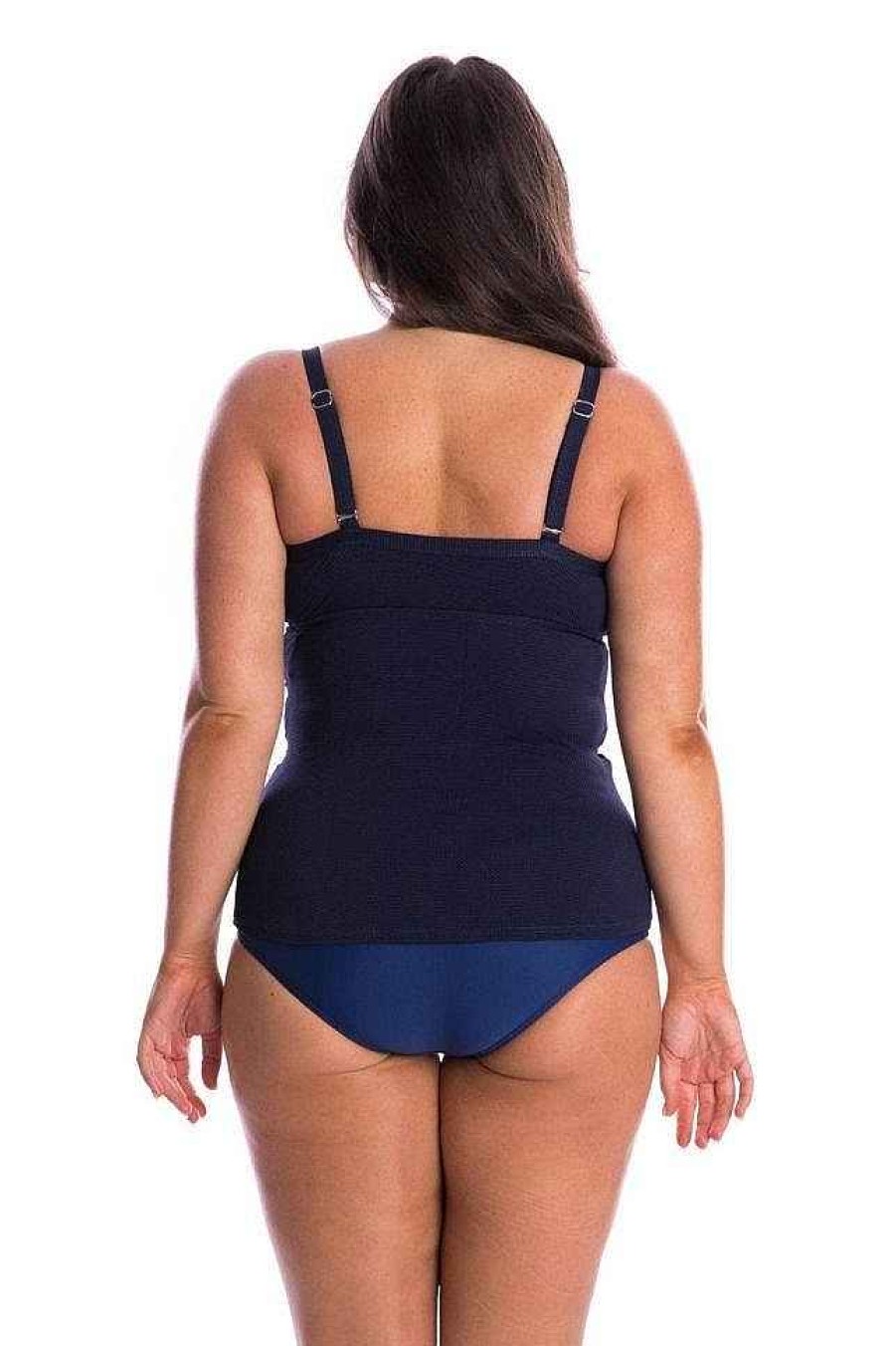 Swimwear Capriosca Tummy Control | Honey Comb Ruched Underwire Tankini Top Swimsuit Navy