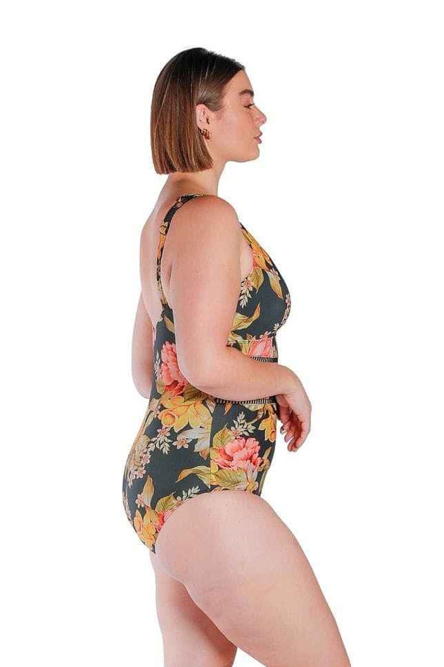 Swimwear Capriosca Plus Size One Pieces | Frenchy Black V Neck One Piece