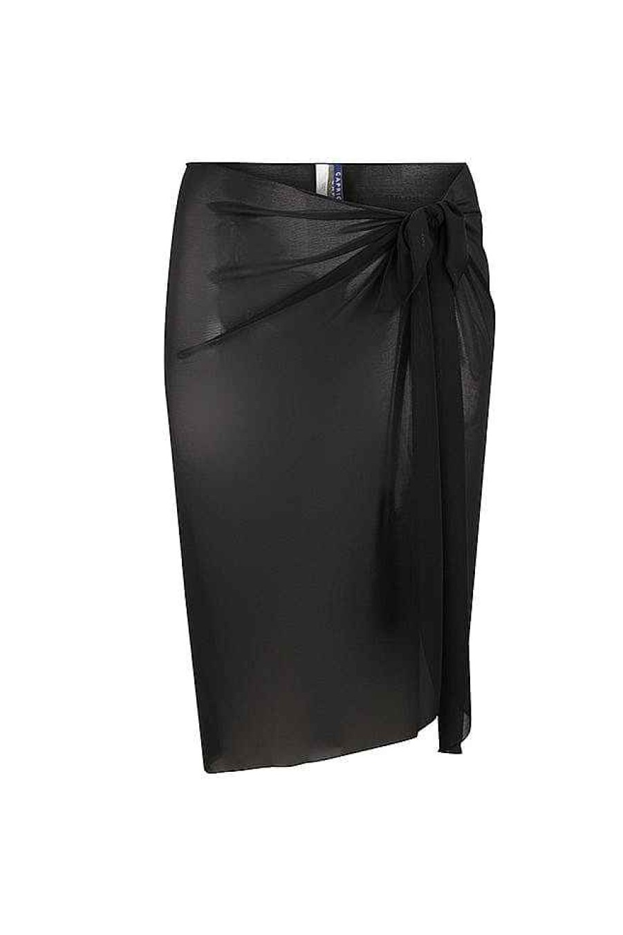 Swimwear Capriosca Black | Mesh Long Tie Skirt Black Bottom