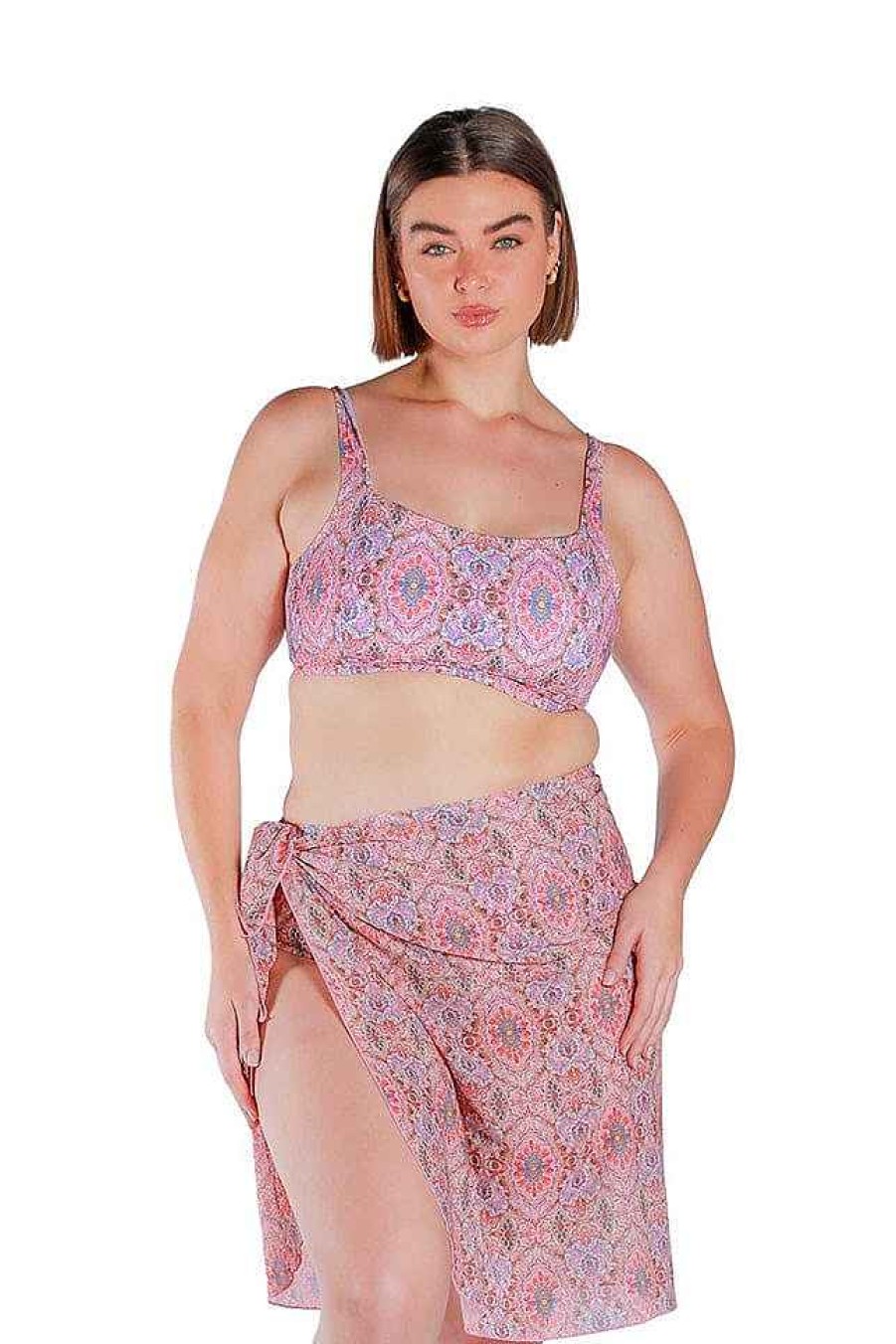 Swimwear Capriosca Modest | Amalfi Pink Long Mesh Wrap Skirt